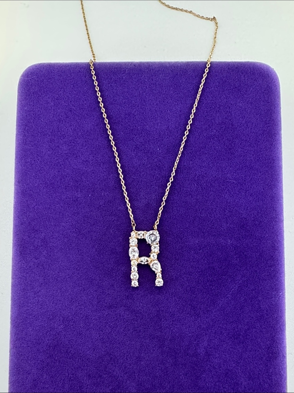 💛 Aldo Rose Gold Tone ‘R’ Pavé Rhinestone Initial Necklace | Personal Jewelry